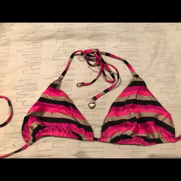 Bikini pink, black & gold. Never worn. Size US 6. Very flattering butt coverage - Picture 3 of 8